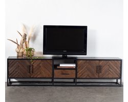 Tv-meubel Isa Bruin Visgraat 250cm Mangohout - Giga Meubel