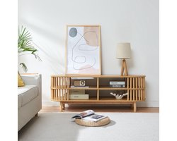 Tv-meubel Jarvenpaa met 4 open vakken 140x40x50 cm naturel [en.casa]