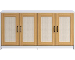 Tv-meubel-kattenbak met twee deuren-verborgen houten kattenbakkast met opbergruimte- krabpaal- kattenhuis- 120 x 50 x 61-5 cm-wit