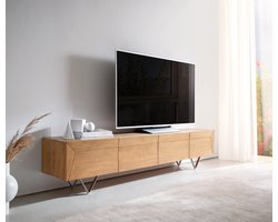 Tv-meubel Kayu acacia natuur 200 cm 4 deuren V-poot lowboard