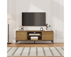 Tv-meubel Kistiandi 140x40x50 cm eikenkleurig donker en zwart [en.casa]