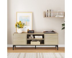 Tv-meubel Kistiandi 140x40x50 cm eikenkleurig licht en zwart [en.casa]