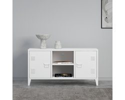 TV meubel Kotka 113x40x58 cm staal met 2 deuren wit [en.casa]