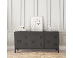 TV meubel Kotka 113x40x58 cm staal met 3 deuren zwart [en.casa]