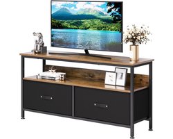 TV-meubel-laag kastje- tv-bank- houten tv-meubel- tv-standaard met 2 lades en planken- tv-plank voor tv's tot 55 inch-voor woonkamer- 99 x 57 x 30 cm
