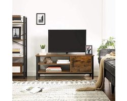 TV-meubel - - Laag model - Industrieel vintage - Donkerbruin