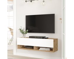 Tv-meubel Laitila 2 opbergvakken 100x31,5x29,5cm houtkleurig en wit