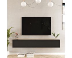 Tv-meubel Lapinlahti 180x31,5x29,5cm eiken en zwart