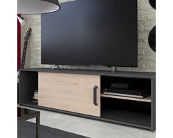 Tv-meubel Leandro 155cm - antraciet/eik