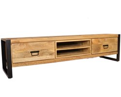 Tv meubel lichtbruin mangohout 180cm Avelyn tv kast duurzaam mango massief hout tv-meubel