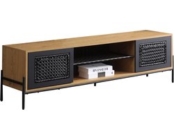 TV-meubel Lourdes Bruin - MDF - Breedte 161 cm - Hoogte 47 cm - Diepte 40 cm - Met planken - Zonder deuren