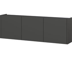 TV-meubel Lowie Grafiet - Breedte 138 cm - Hoogte 45 cm - Diepte 25 cm - Met planken - Met openslaande deuren