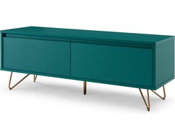 TV-meubel Lucy Blauw - MDF - Breedte 120 cm - Hoogte 45 cm - Diepte 40 cm - Met lades - Met planken - Zonder deuren