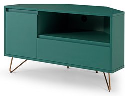 TV-meubel Lucy Groen - MDF - Breedte 100 cm - Hoogte 58 cm - Diepte 50 cm - Met planken - Met openslaande deuren