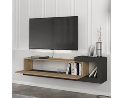 Tv meubel Luhanka zwevend 150x29,5x38,5 cm eikenkleurig en antraciet