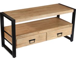 TV-Meubel Mangohout – 120x45x60 cm – Met 2 Lades – Hout – Industrieel TV Kastje – Televisiemeubel – Massief Hout – Moderne Woonkamer