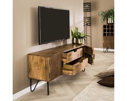Tv Meubel Mangohout - Naturel - 2 Deuren - 2 Lades - Kast Tweak - Giga Meubel