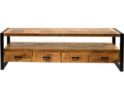 Tv meubel mangohout / zwart staal 180 cm