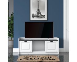 TV-Meubel Marmer Look van hout - 120x40x45 cm - TV Kast met rekken - Zwart - Houten meubilair - TV unit