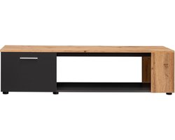TV-meubel Maze - Media kast - Woonkamer opbergen - Klapdeur en open vak - 150x39x40 cm - Zwart beige