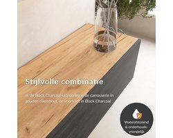 TV-meubel Medahomestore Goud Eiken Zwart – 320 cm Moderne Lowboard Set – Hangend of Staand – 2x 160 cm TV Kast – Soft-Close Deuren – Kabelbeheer – Woonkamer Meubel