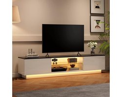 TV Meubel - Mediabox Kast - Woonkamer Inrichting - Geïntegreerde LED Verlichting - 160 cm Breed - Wit