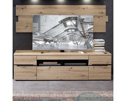 TV-meubel Medina 2 lades & 2 deuren - eik/antraciet - Emob - Woonkamerkasten - Bruin - Melamine; Spaanplaat - Woonkamerkasten -