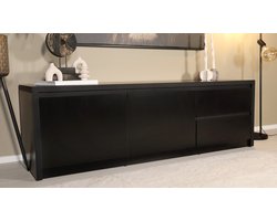 Tv meubel melamine Cassie zwart 160cm tv kast duurzaam mango massief hout tv-meubel