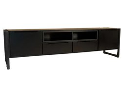 Tv meubel melamine Madison zwart 185cm tv kast industrieel tv-meubel