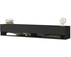TV-meubel met 2 opbergvakken - Stijlvol zwart design 180x31,5x29,5cm