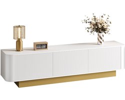TV-Meubel - Met Afgerond Design en Textuurfront - Opbergruimte - MDF - Wit