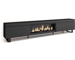 TV-Meubel met Elektrische Haard | Industrieel Design | Groot Formaat | Zwart