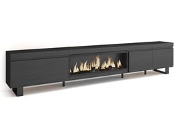 TV-Meubel met Elektrische Haard | Industrieel Design | Groot Formaat | Zwart