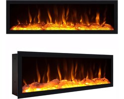 TV Meubel met Elektrische Open Haard – TasalFurniture Industrieel Lowboard 210 cm – Geschikt voor TV’s tot 80 Inch – LED 3D Vuureffect met Afstandsbediening – Eiken Houtnerf – Moderne Woonkamer Kast met Opbergruimte – Vrijstaand Meubel met Industriël