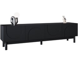 TV-Meubel - Met Golvende Deuren en Planken - Stabiele Poten - MDF - Wit