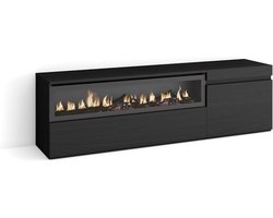 Tv-meubel met haard - Lowboard kast - Woonkamer inrichting - Realistisch 3D-vuur - 150x45x35cm - Zwart