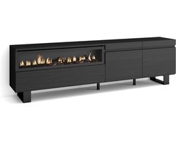 Tv-meubel met haard - Lowboardkast mediakast - Woonkamer inrichten - Realistisch 3D-vuureffect - 200x57x35cm - Zwart