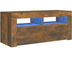 TV-meubel met LED-verlichting - Gerookt Eikenkleur - 90x35x40 cm - Modern HIFI Meubel