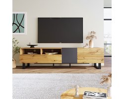 TV Meubel met Led Verlichting - TV kast - TV Dressoir - TV Standaard - Kast - Kasten - Kast met Planken - 180x38x50 (B x D x H) - 2 Lades - 2 Deuren - Open Opbergruimte - Industrieel - 180 cm Breed - Vintage Bruin