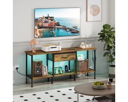 TV-meubel met LED-verlichting, USB-poorten en stopcontact – Geschikt voor TV’s tot 55 inch – Zwart