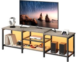 TV-meubel met ledverlichting - Groot entertainmentmeubel van 67 inch met stopcontacten - Media-meubel met open opbergruimte voor de woonkamer of slaapkamer - 170 × 50 × 40 cm - Grils
