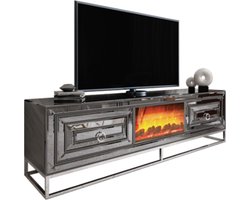 Tv-meubel met Open Haard - Antraciet/Chroom 208 cm