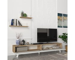TV-meubel met plankenset Saarijärvi eiken en wit