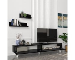 TV-meubel met plankenset Saarijärvi zwart