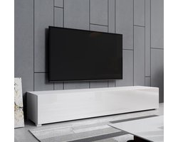 TV-meubel met poten – Wit, 1 deur en 3 vakken, 180x32x40 cm, modern design