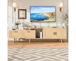 TV-meubel met rotan - Dressoir mediakast - Woonkamer inrichting - Uittrekbaar design - 169 tot 180 cm - Eiken kleur