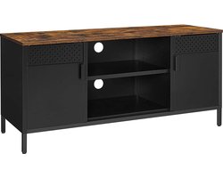 Tv-meubel - Met verstelbare planken - Metaal - 2 deuren - Zwart