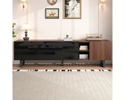 Tv meubel met vier deuren 180 x 38 x 50 cm - tv-beugel - tv-paneel - dressoir - vintage houtnerf