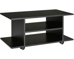 Tv-meubel met wieltjes 80x40x40cm - Met planken mediakast - Maximaal 42 inch - Zwart