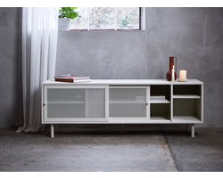 Tv-Meubel Metaal Greige - Schuifdeuren - 6-Vakken - 45x160x55cm - Veep - Giga Living